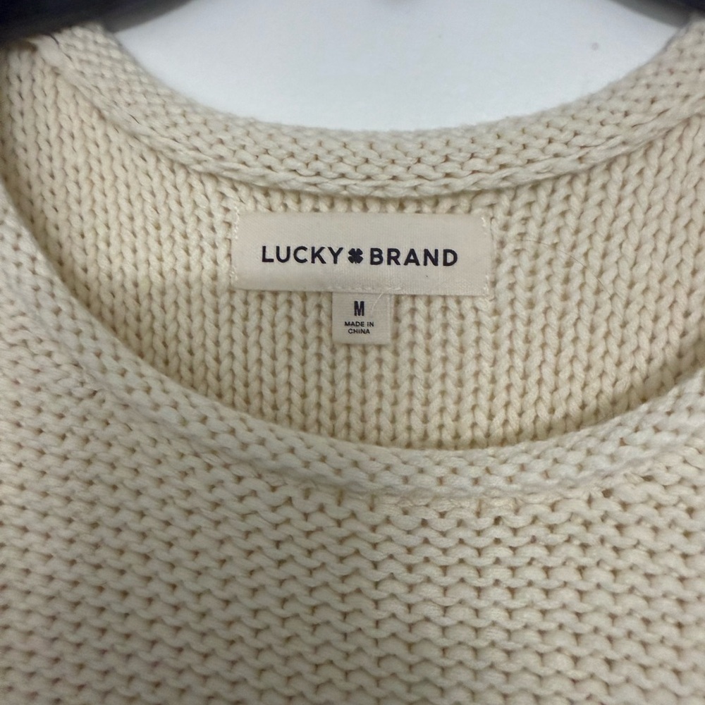 Lucky Brand Cream Knit Tank Top with Lemon Embroidery - Picture 2 of 4